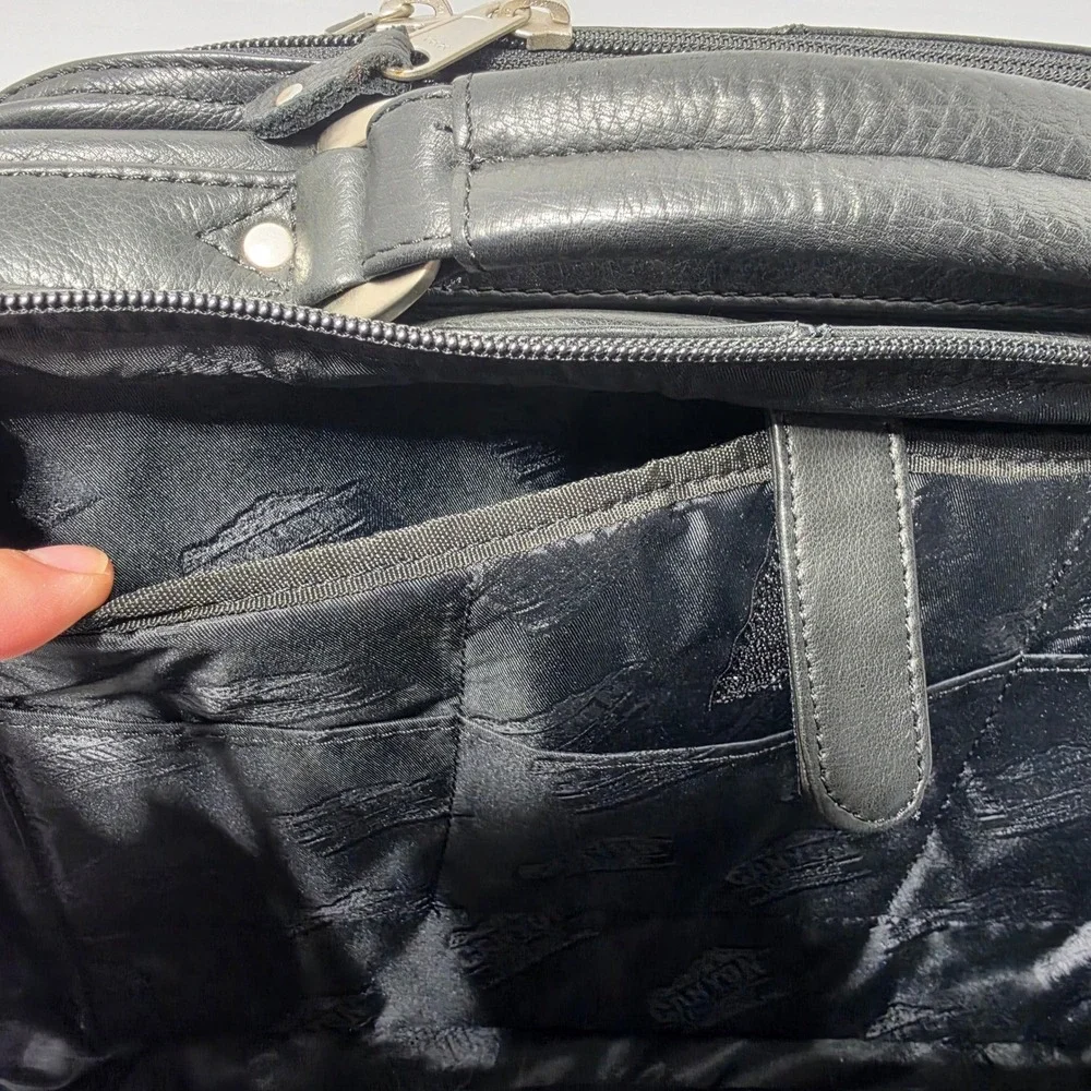 Canyon Leather Co Black Pebbled Leather Laptop Briefcase Messenger Bag AG States